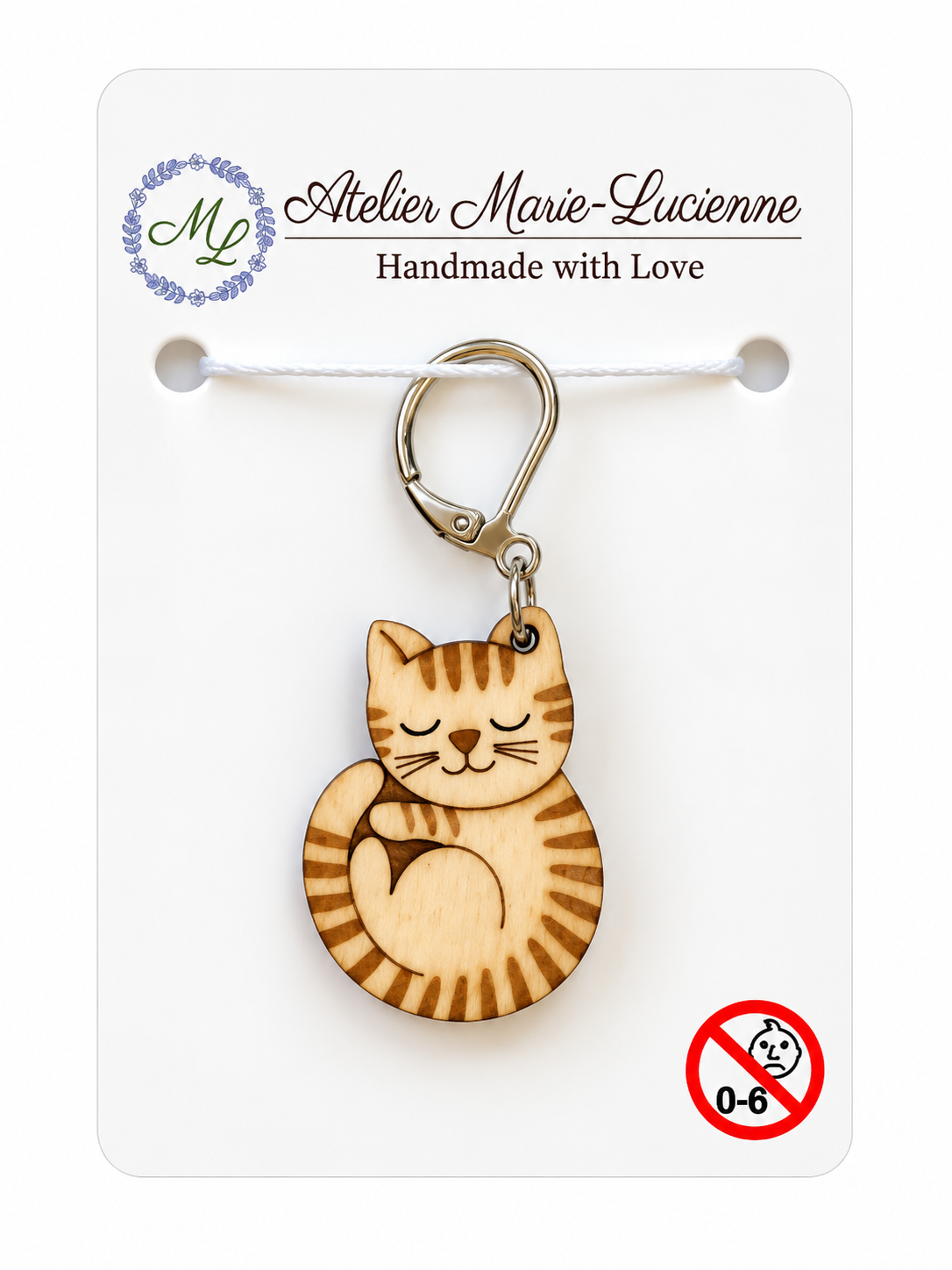 Holzmaschenmarkierer Schlafende Katze | Atelier Marie-Lucienne