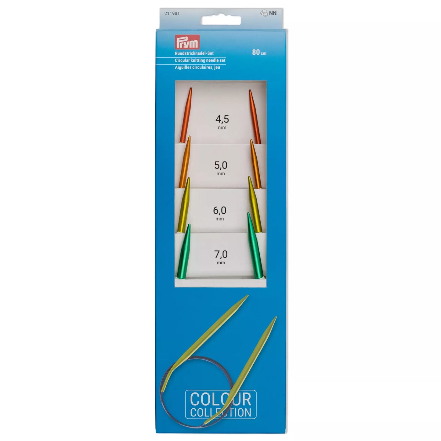 Prym Rundstricknadel-Set ALU, farbig 4,5 bis 7,0 mm, 80 cm