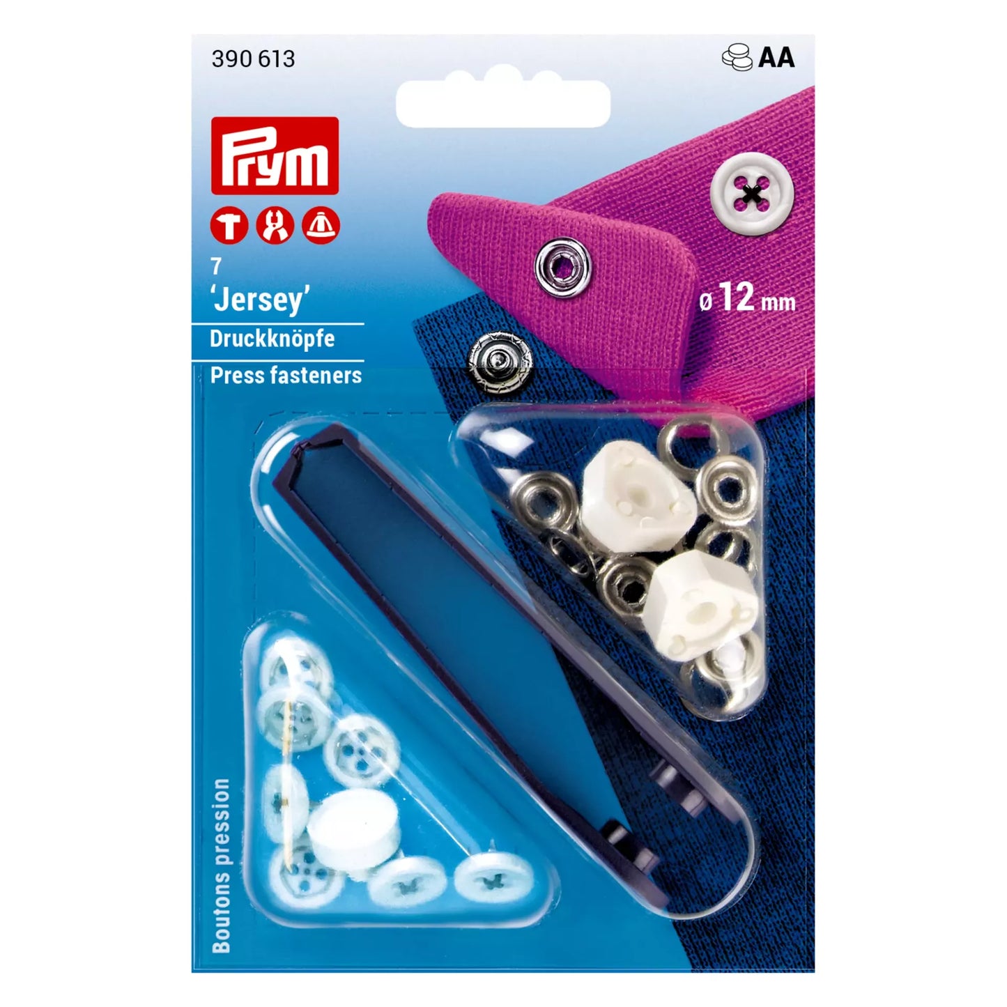 Prym Nähfrei-Druckknöpfe „Jersey“ – Annähoptik, 12 mm, Schwarz