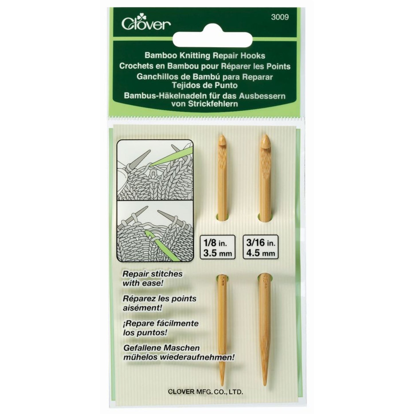 Clover Häkelnadel für das Ausbessern von Strickfehlern 2 St