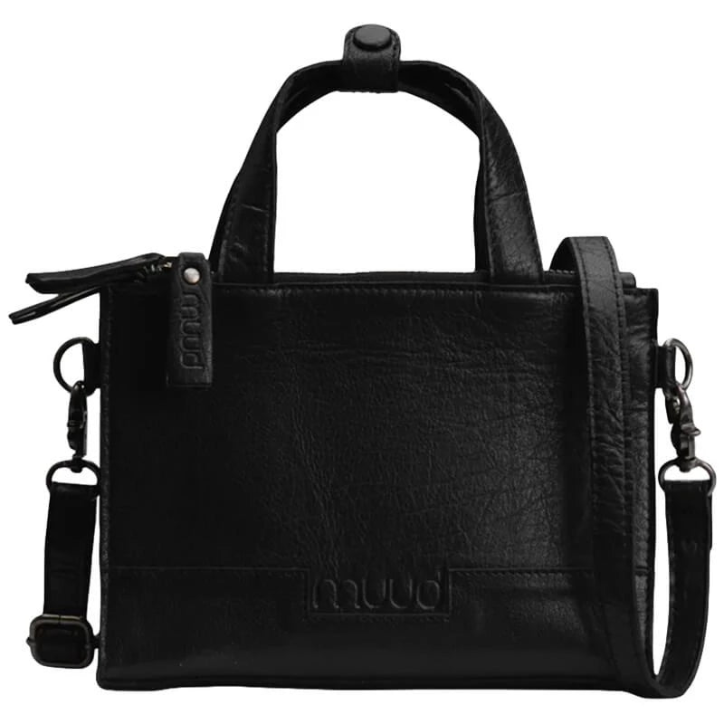 MUUD Dac Handgefertigte Umhängetasche aus Leder ( 20x14,5cm) Black
