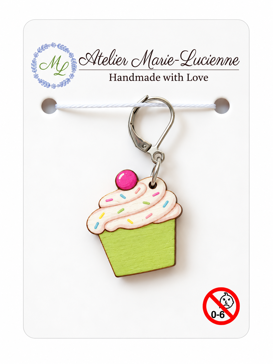 Holzmaschenmarkierer Muffin mit Kirsche | Atelier Marie-Lucienne