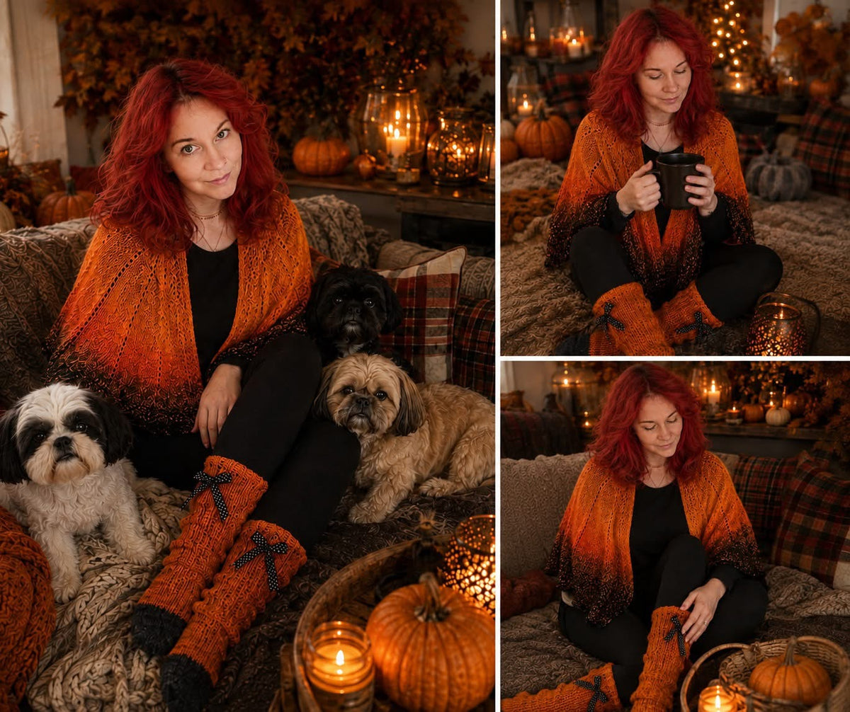 Stricktuch Pumpkin Bow Circle Shawl im Set Bobbel + Anleitung