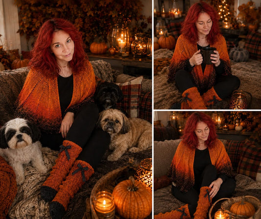 Stricktuch Pumpkin Bow Circle Shawl im Set Bobbel + Anleitung