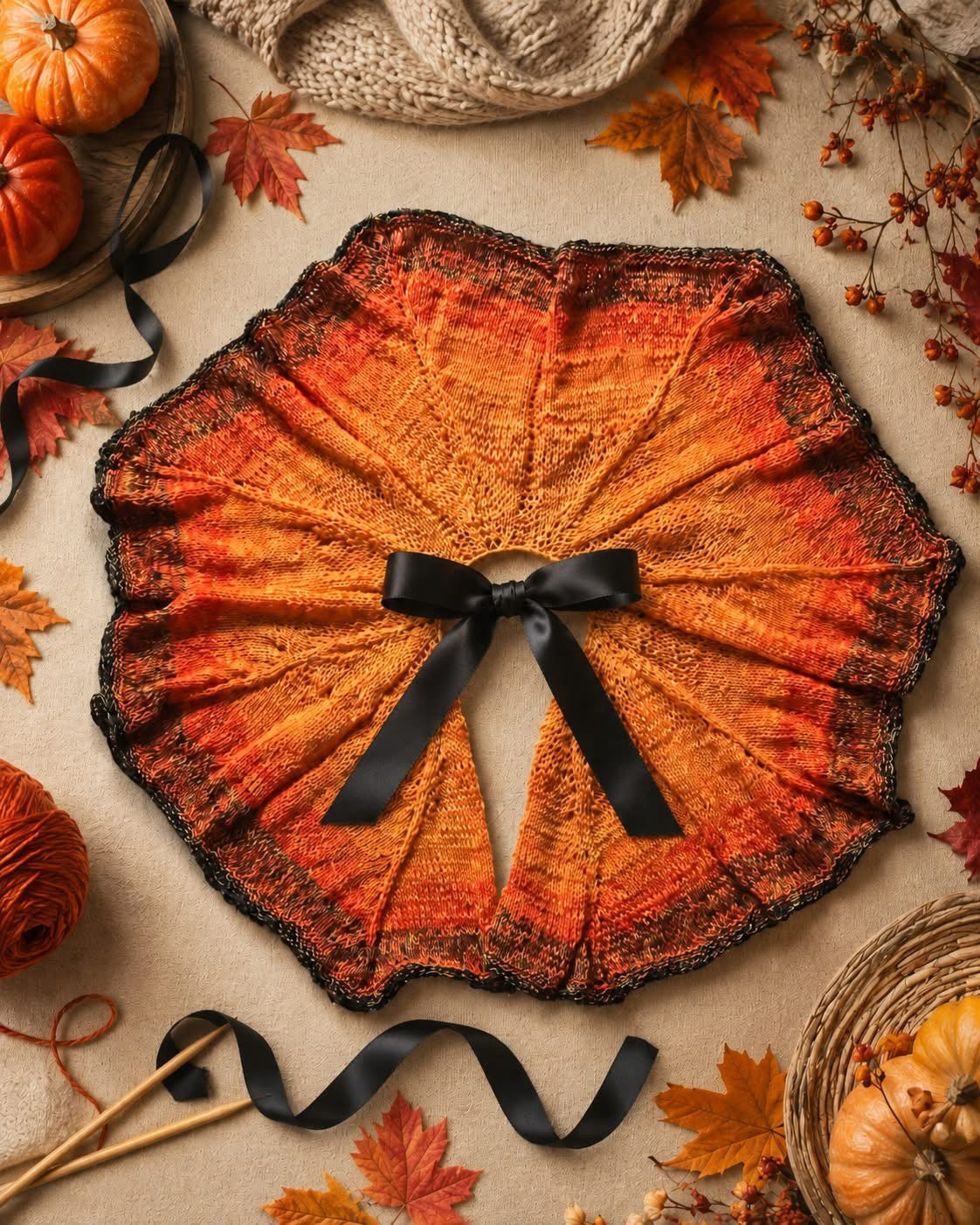 Stricktuch Pumpkin Bow Circle Shawl im Set Bobbel + Anleitung