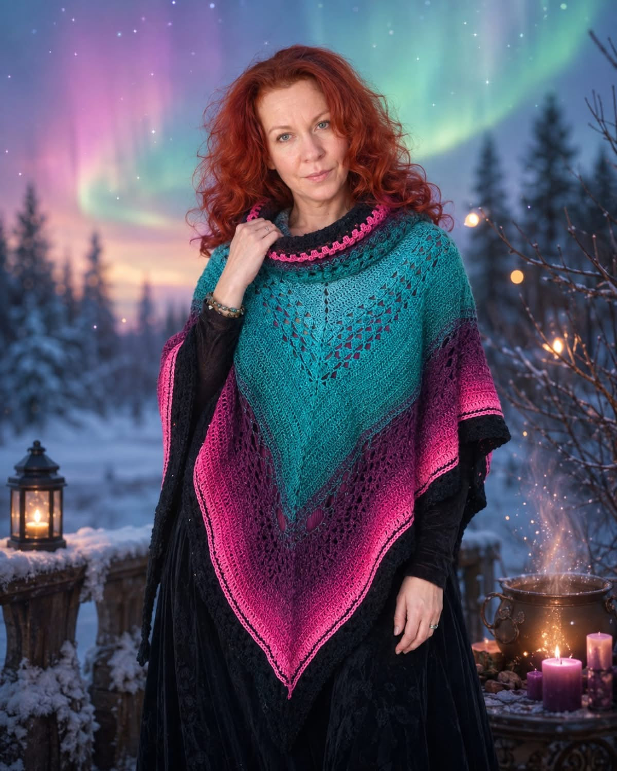 Winterwitch Aurora Poncho CAL  Bobbelset ohne Anleitung