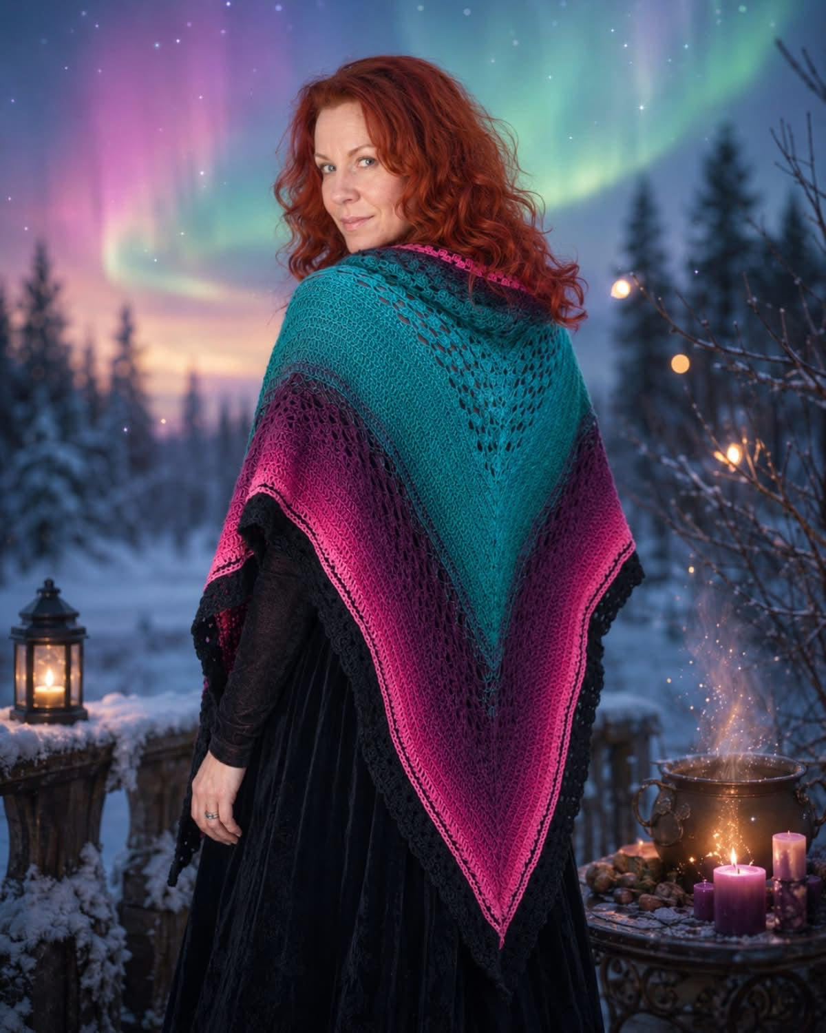 Winterwitch Aurora Poncho CAL  Bobbelset ohne Anleitung