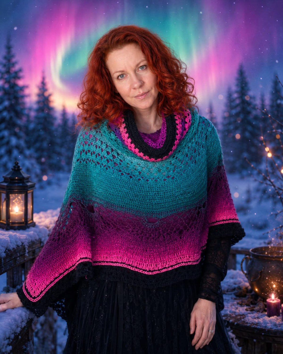 Winterwitch Aurora Poncho CAL  Bobbelset ohne Anleitung