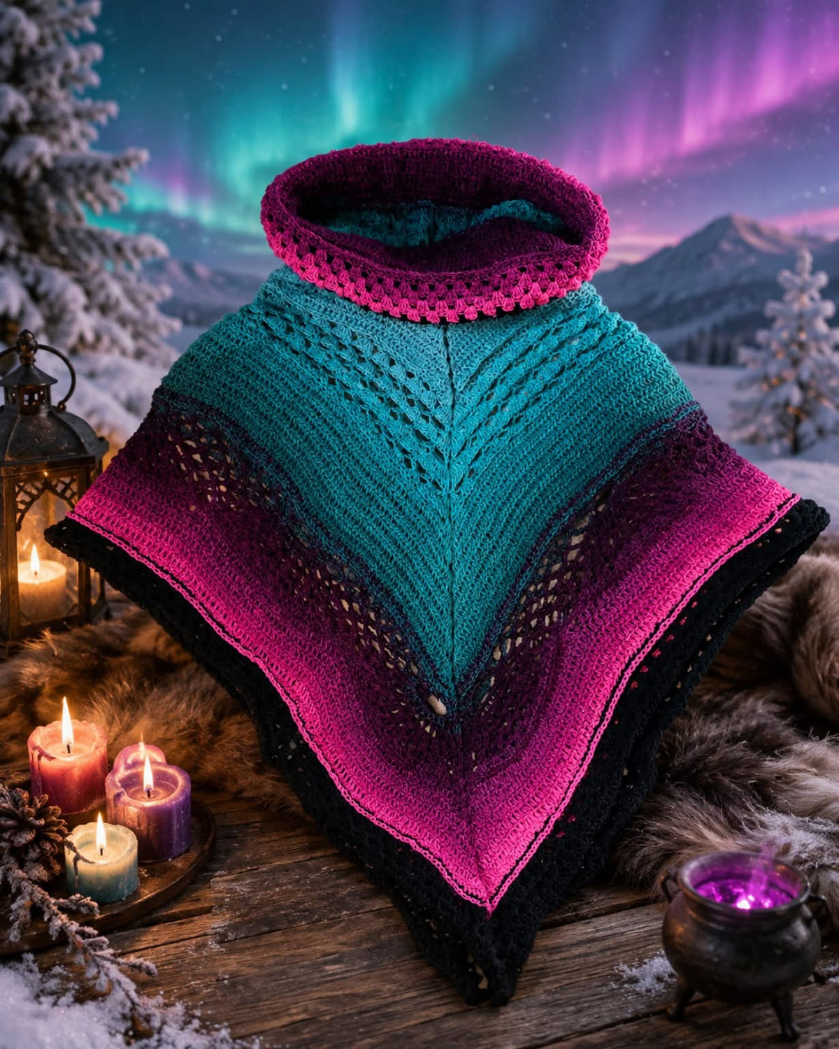 Winterwitch Aurora Poncho CAL  Bobbelset ohne Anleitung