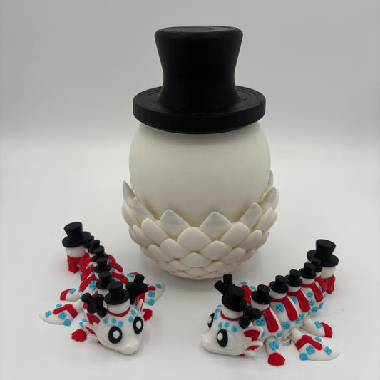 Schneemann-Ei mit zwei niedlichen Drachen