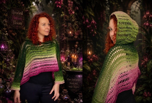 Poncho Hooded Poison Bloom in Set inkl. Bobbel und Anleitung