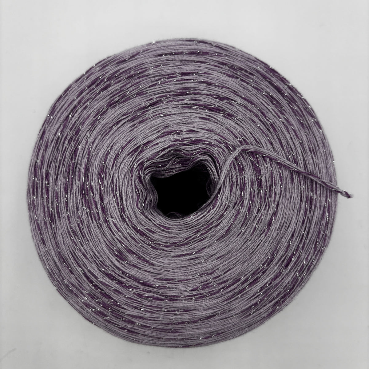 Glitzer Baby Lavendel mit Contessa Lux Milka Silber 4 Fäden 1000m